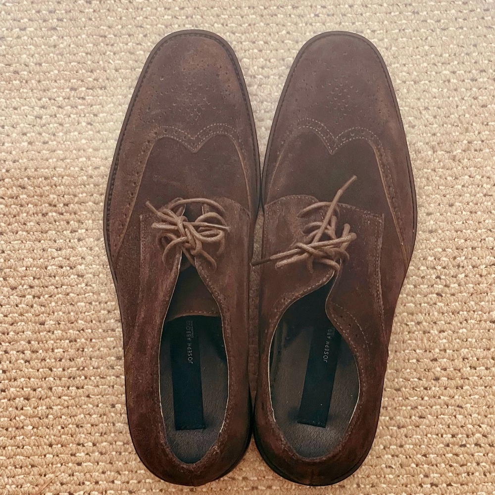 Men’s Joseph Abboud Sz 10 Brown Suede Leather Oxford Shoes